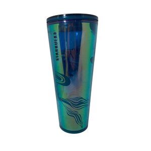 Starbucks 24 Oz Iridescent Blue Tumbler Ocean-Inspired Design Plastice Cup